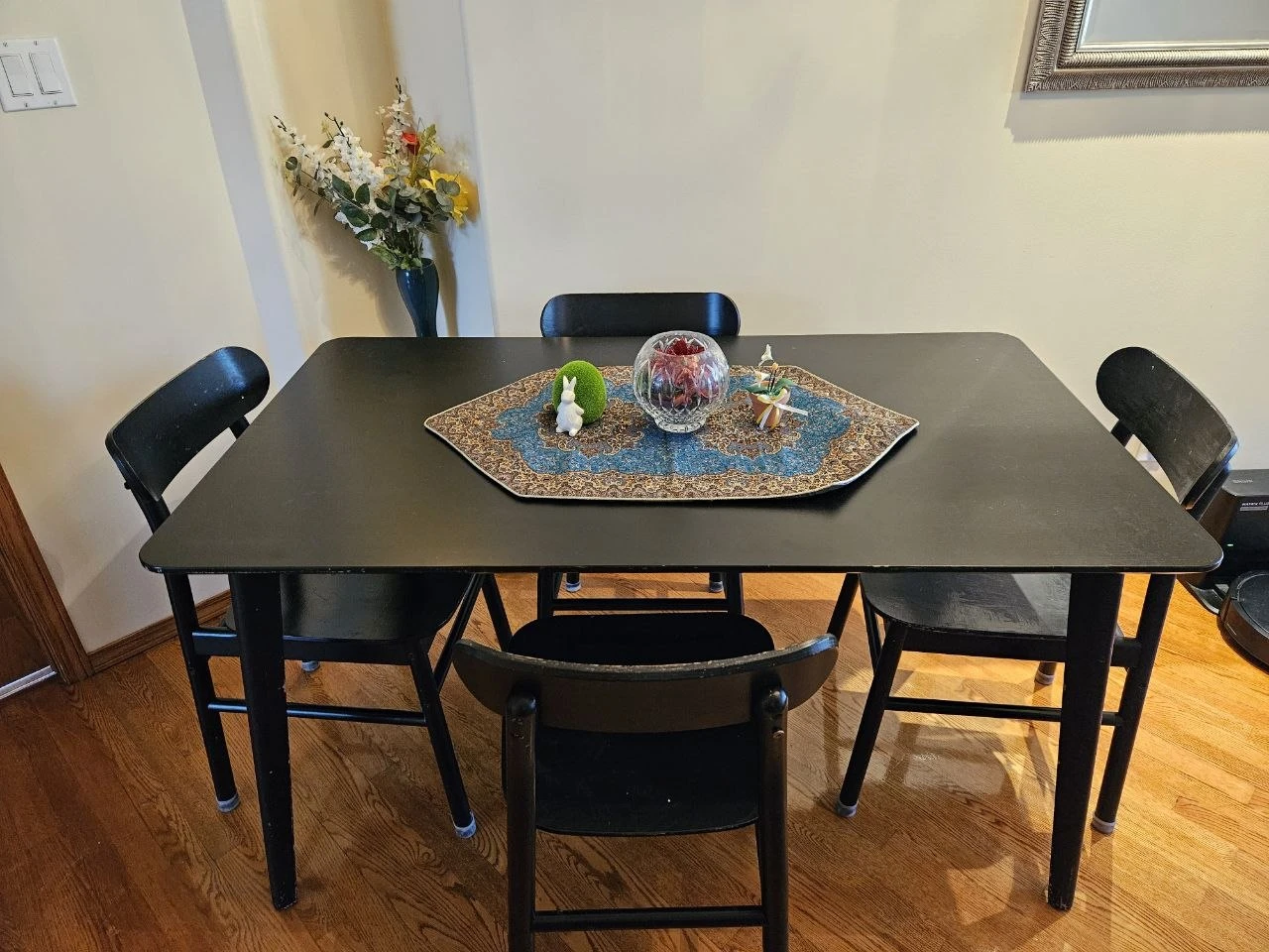 Black Dining Table and 4 Chairs Set