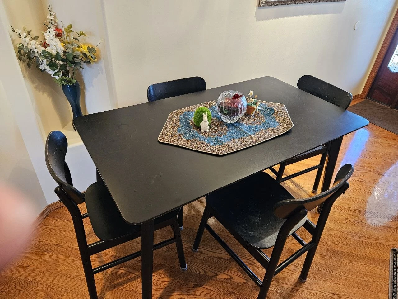 Black Dining Table and 4 Chairs Set - photo 2