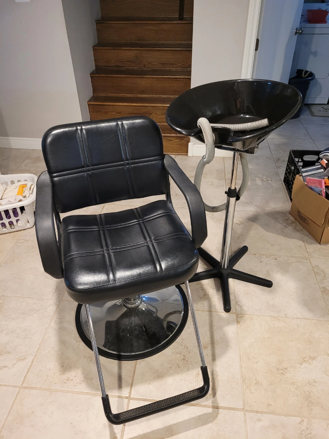 Black Styling Chair and Shampoo Bowl Set