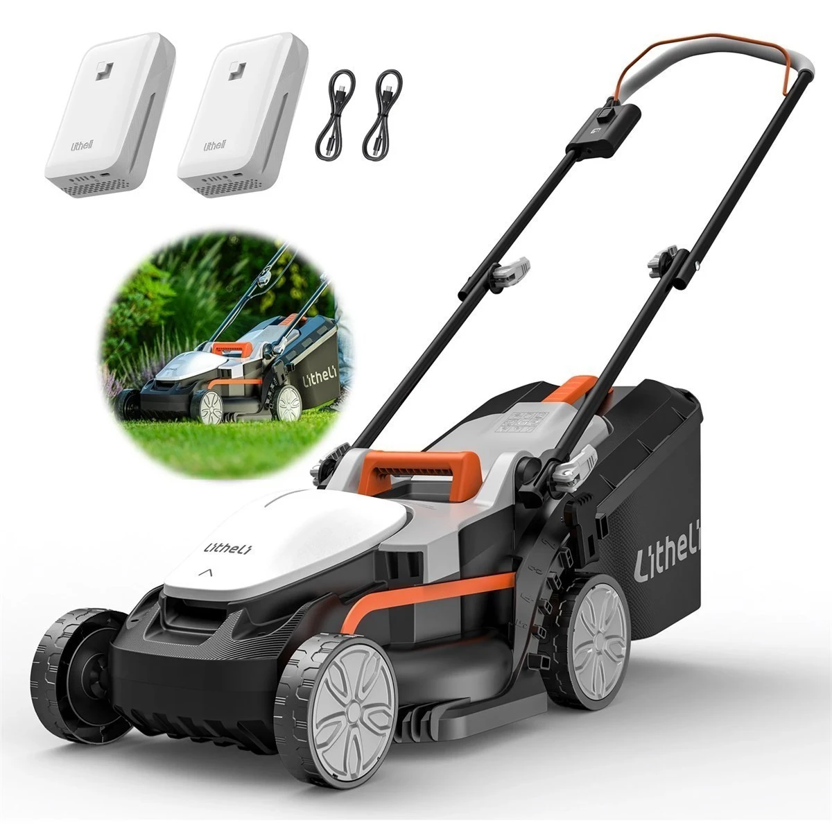Litheli U20 Cordless Electric Lawn Mower with 2 Batteries