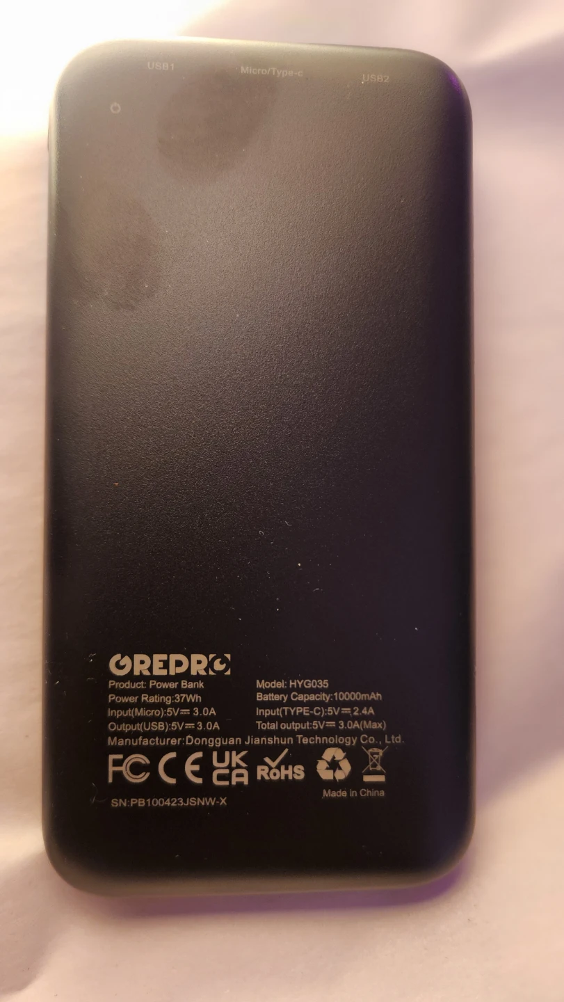 GREPRO 10000mAh Power Bank - Micro-USB/Type-C Input - photo 2