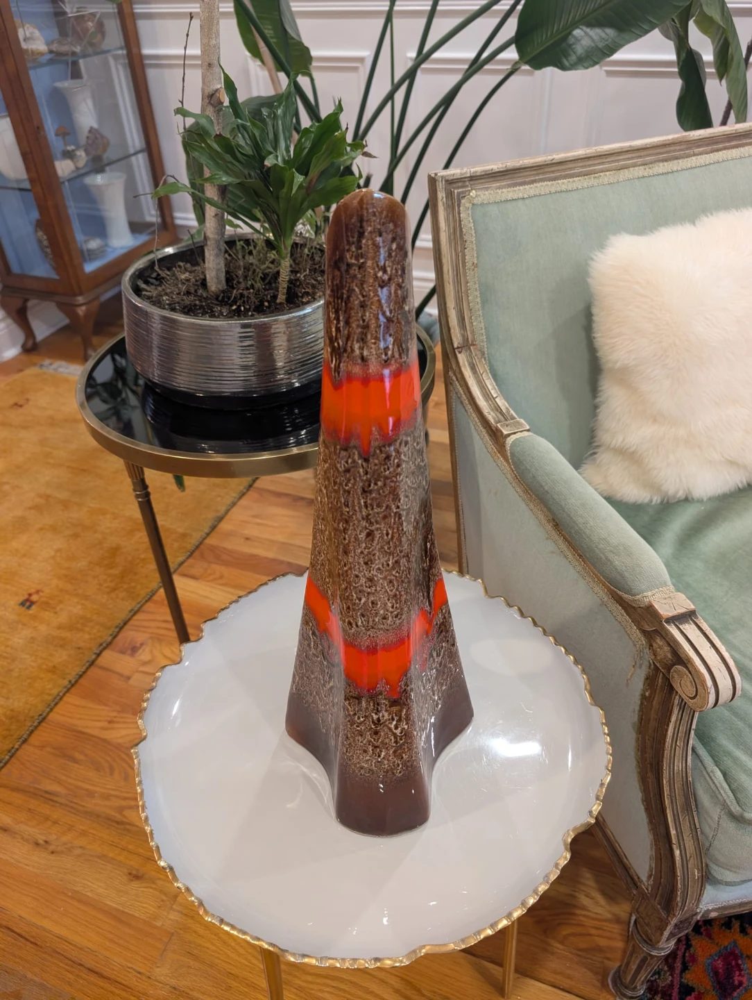 Mid Century Maurice Chalvignac Canada Ewer Vase Lava Drip Glaze - photo 3