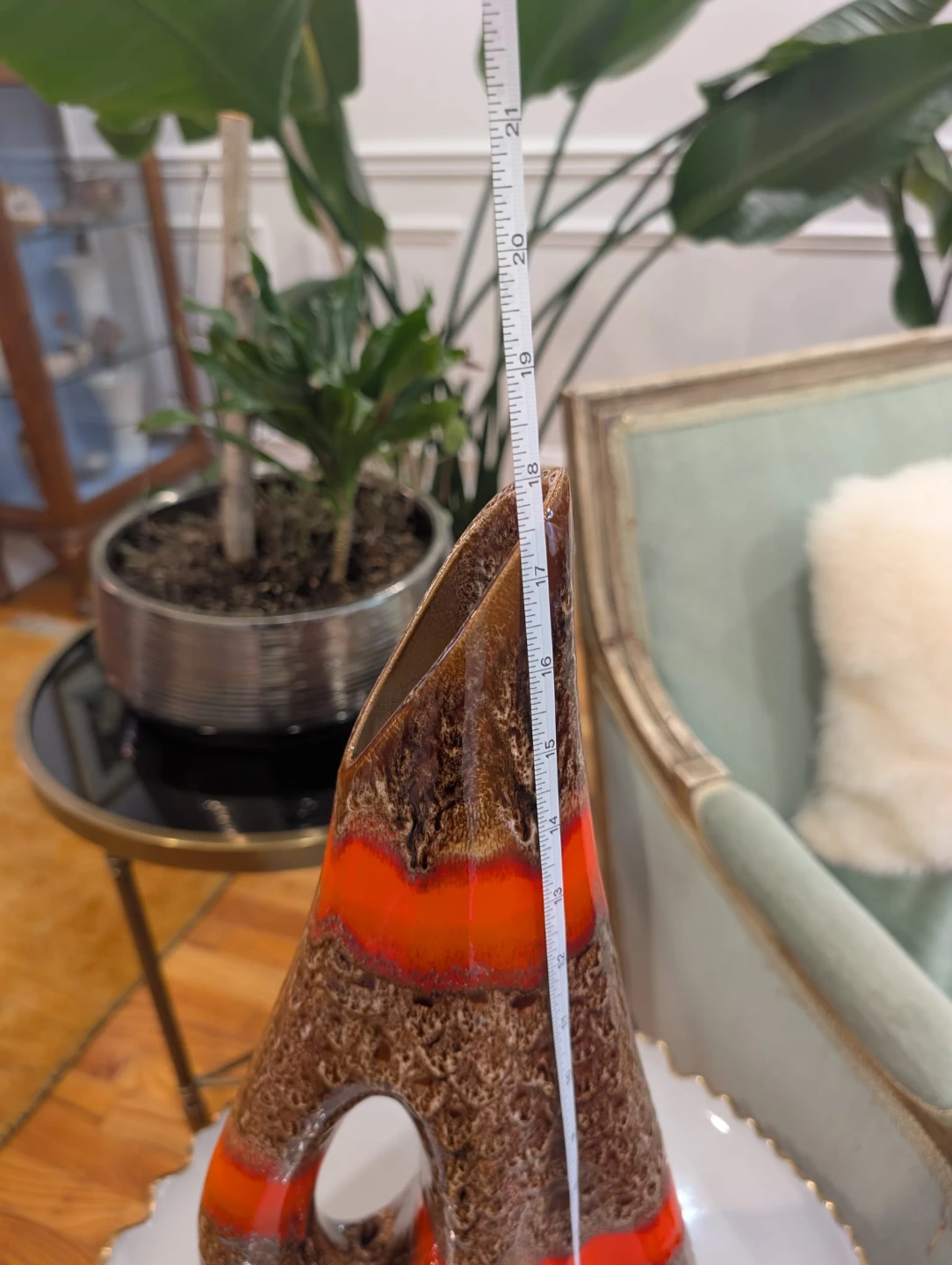 Mid Century Maurice Chalvignac Canada Ewer Vase Lava Drip Glaze - photo 5