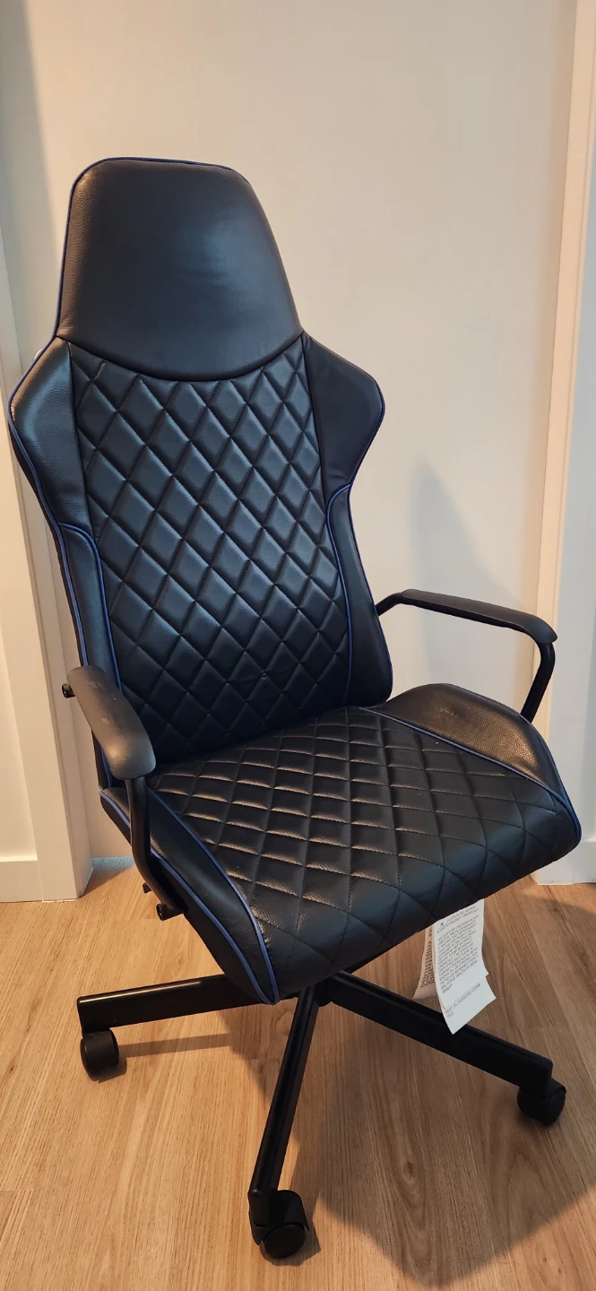 Black Gaming Chair with Blue Trim