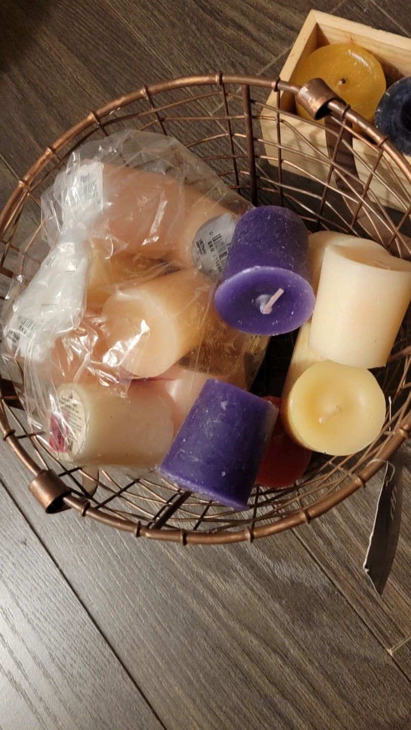 Decorative basket, 22 Votive Candles + bling tealight holder - photo 2