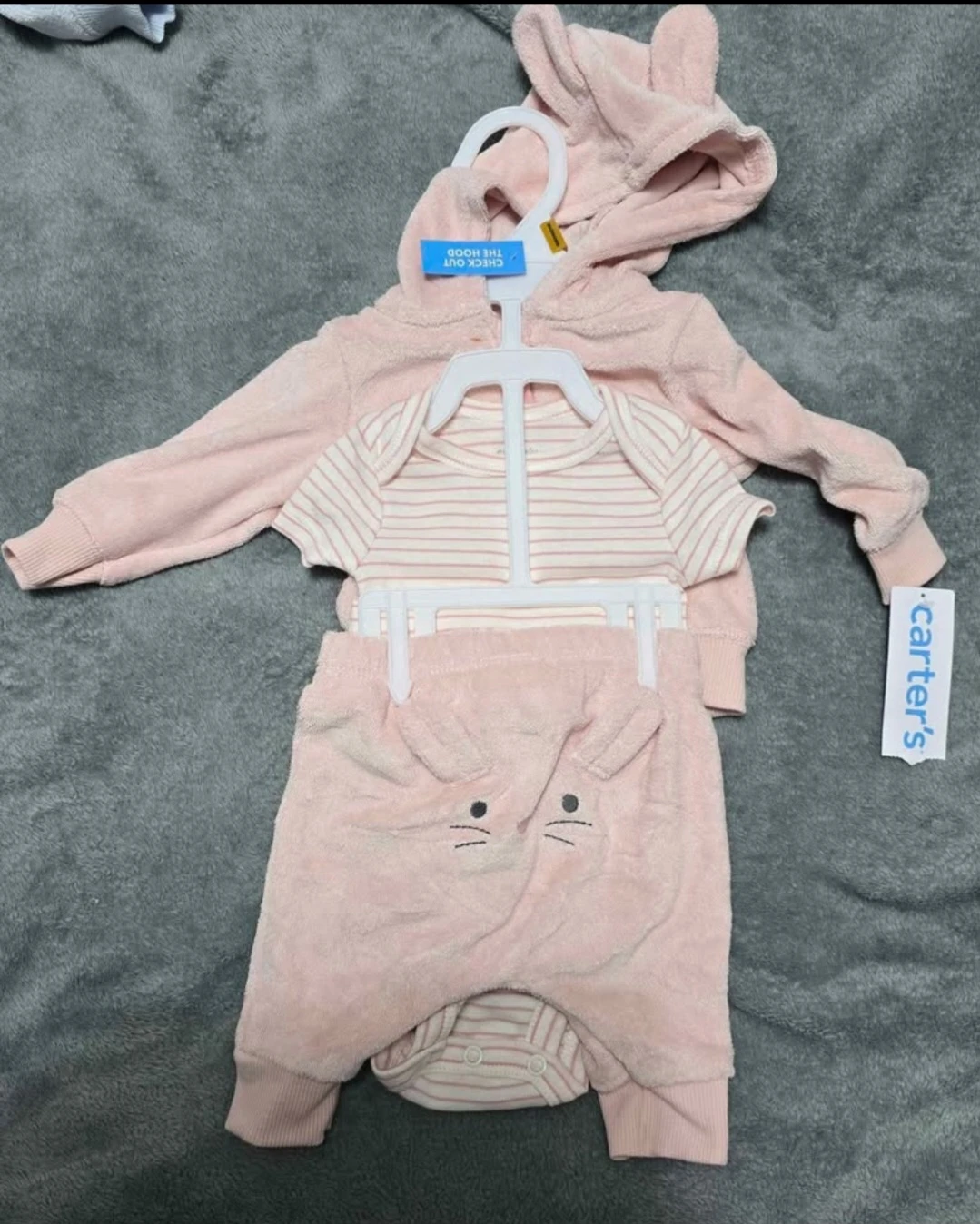 Carter's Baby 3-Piece Pink Bunny Cardigan Set newborn