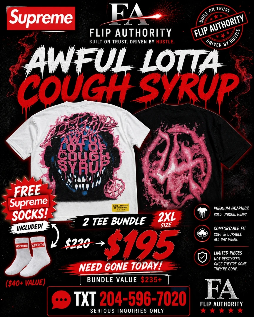 Supreme Awful Lotta Cough Syrup 2XL T-Shirt Bundle