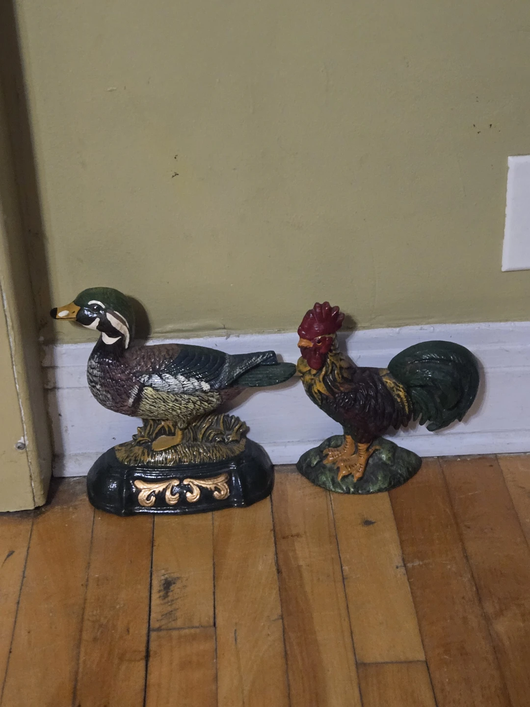 Cast Iron Duck and Rooster Decorative Doorstops