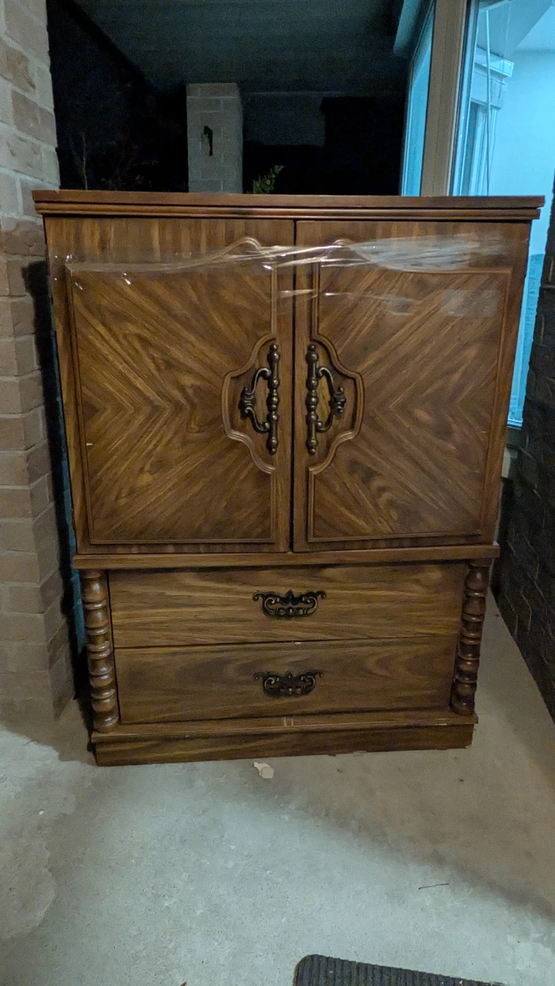 Vintage Wooden Armoire Dresser