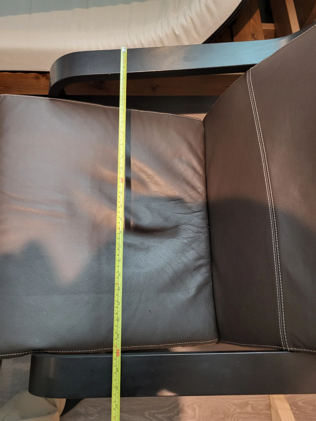 Brown Leather IKEA Poang Chair with Ottoman - photo 4