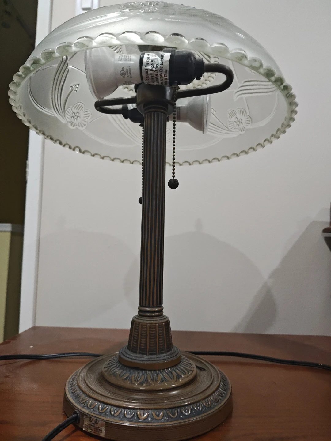 Vintage Banker's Lamp with Frosted Glass Shade - photo 2