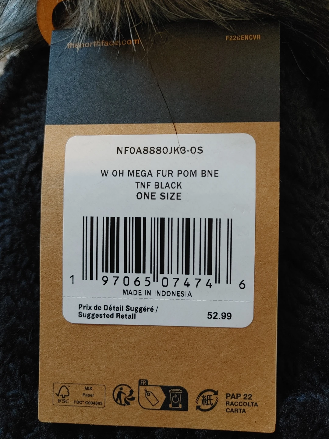 The North Face Oh Mega Fur Pom Beanie - Black - One Size - photo 2