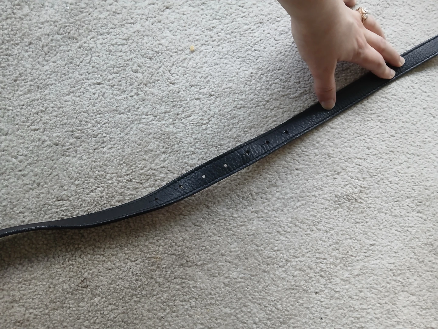 Brave Leather thin black belt with long silver clasp - photo 4