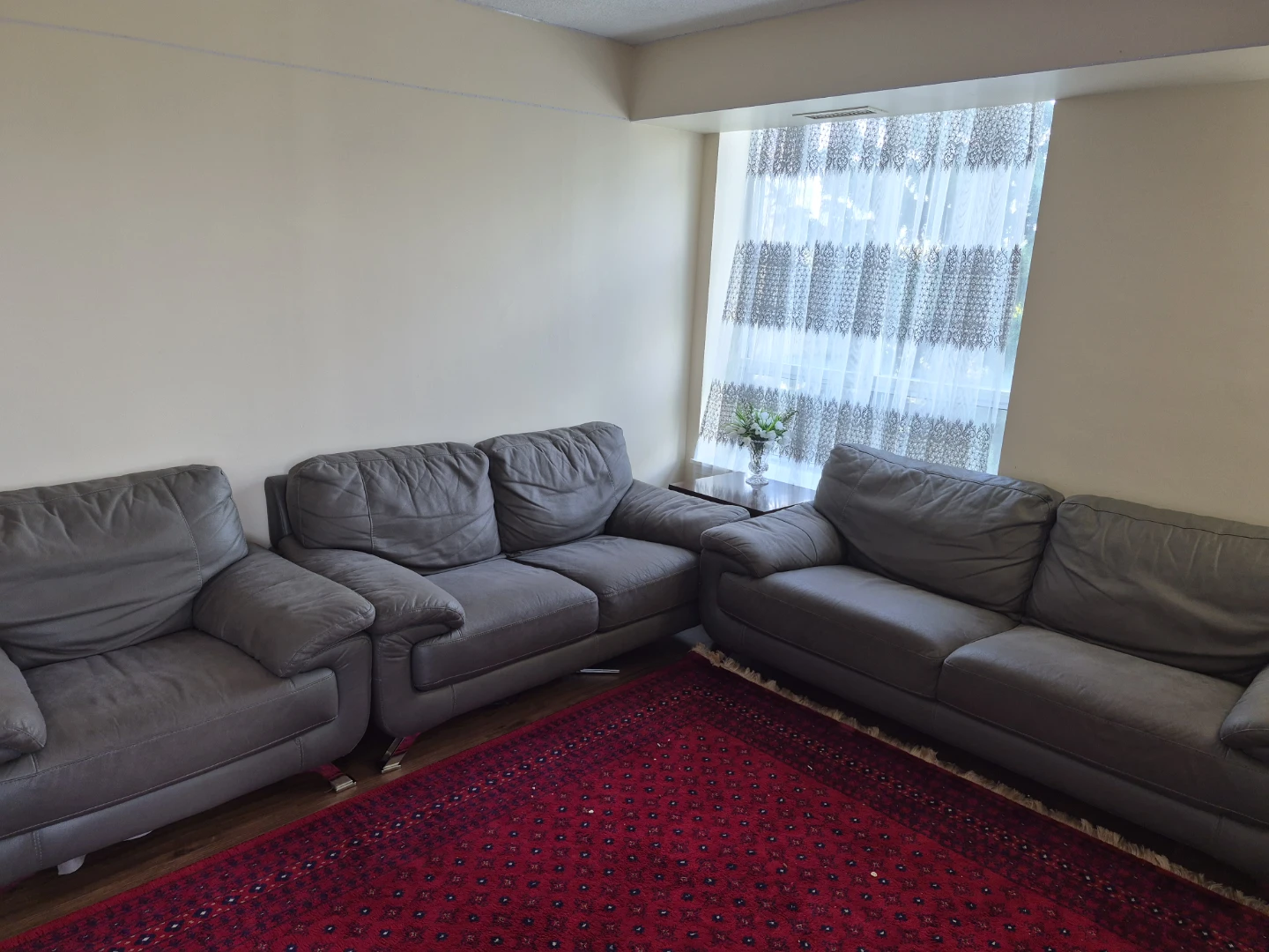 Grey Leather Sofa Set, - photo 3