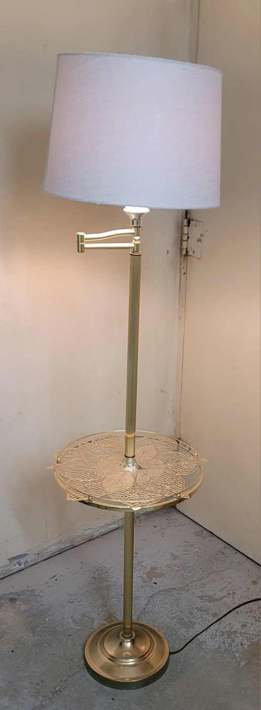 Vintage Brass Floor Lamp with Table