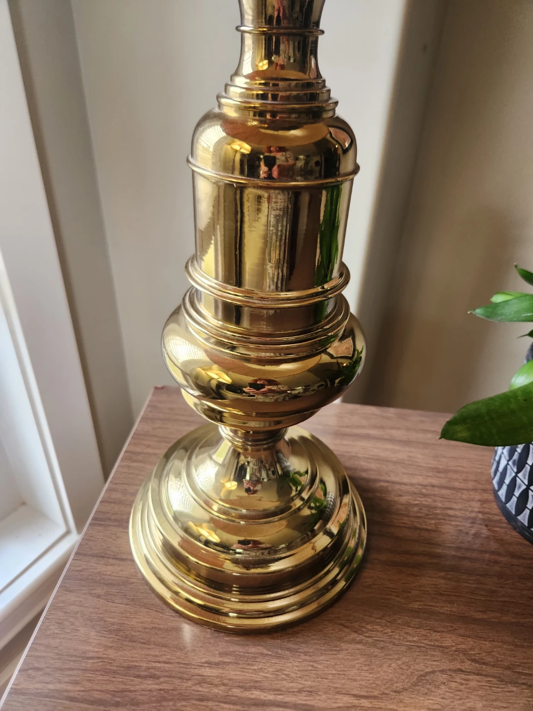 Vintage Brass Table Lamp with Pleated Shade - photo 5