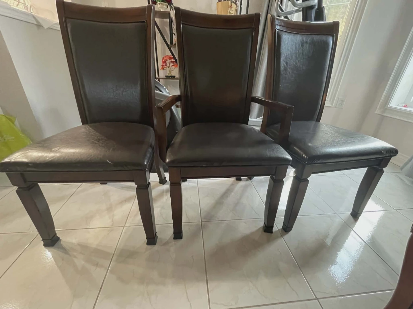 Dark Wood Dining Table with 6 Chairs