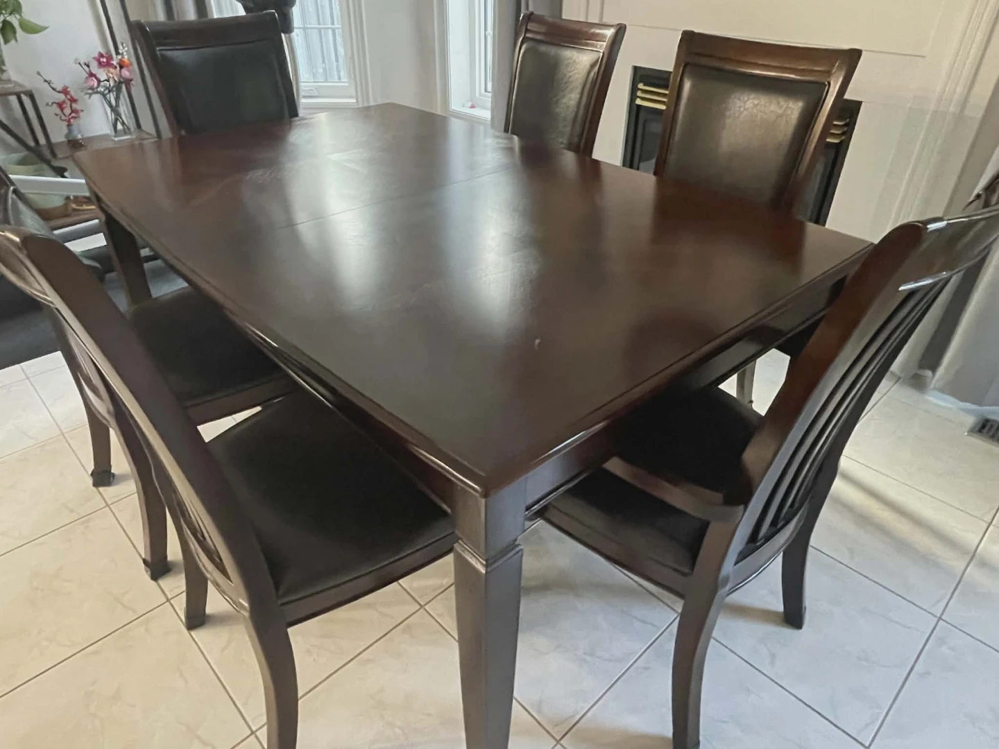 Dark Wood Dining Table with 6 Chairs - photo 2