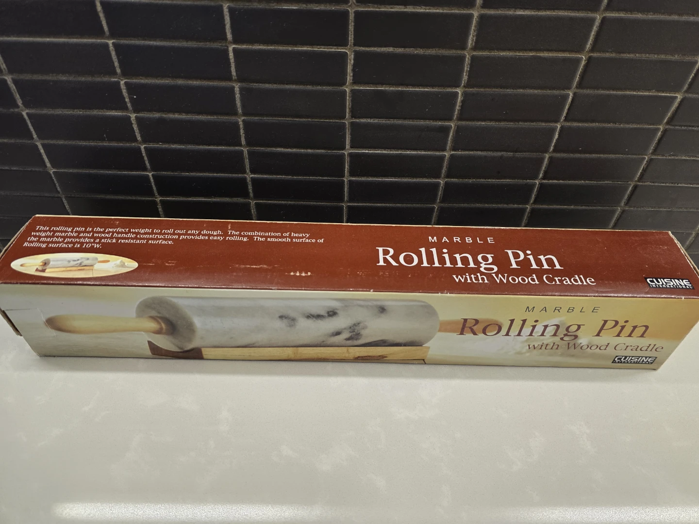 Cuisine Marble Rolling Pin with Wood Cradle - photo 2