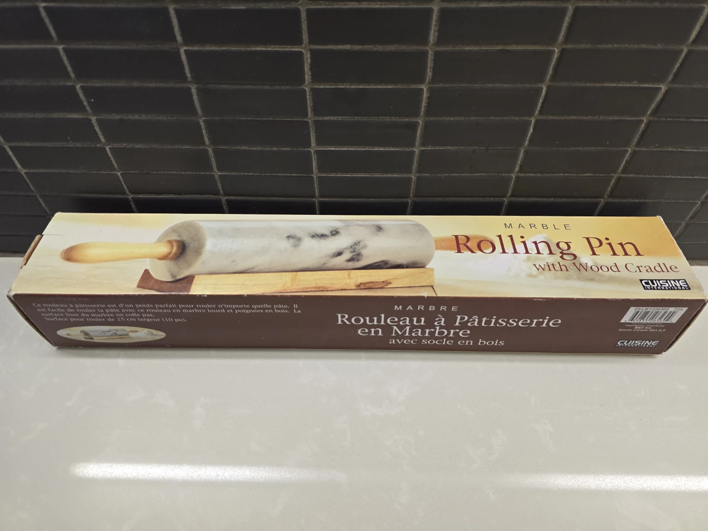 Cuisine Marble Rolling Pin with Wood Cradle - photo 3