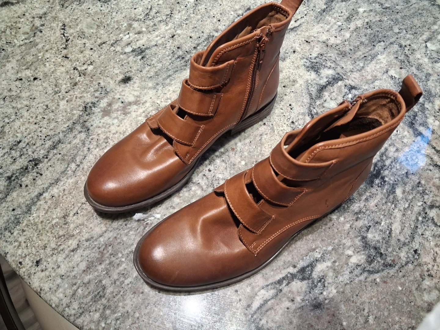Miz Mooz Brown Leather Buckle Ankle Boots