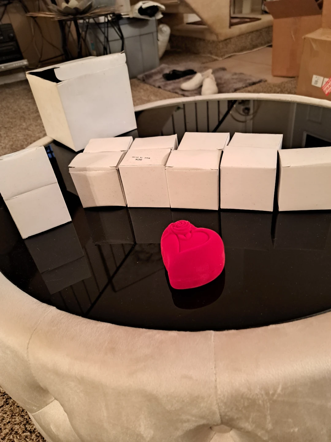 Red Heart Shaped Jewelry Box with Rose Detail - photo 3