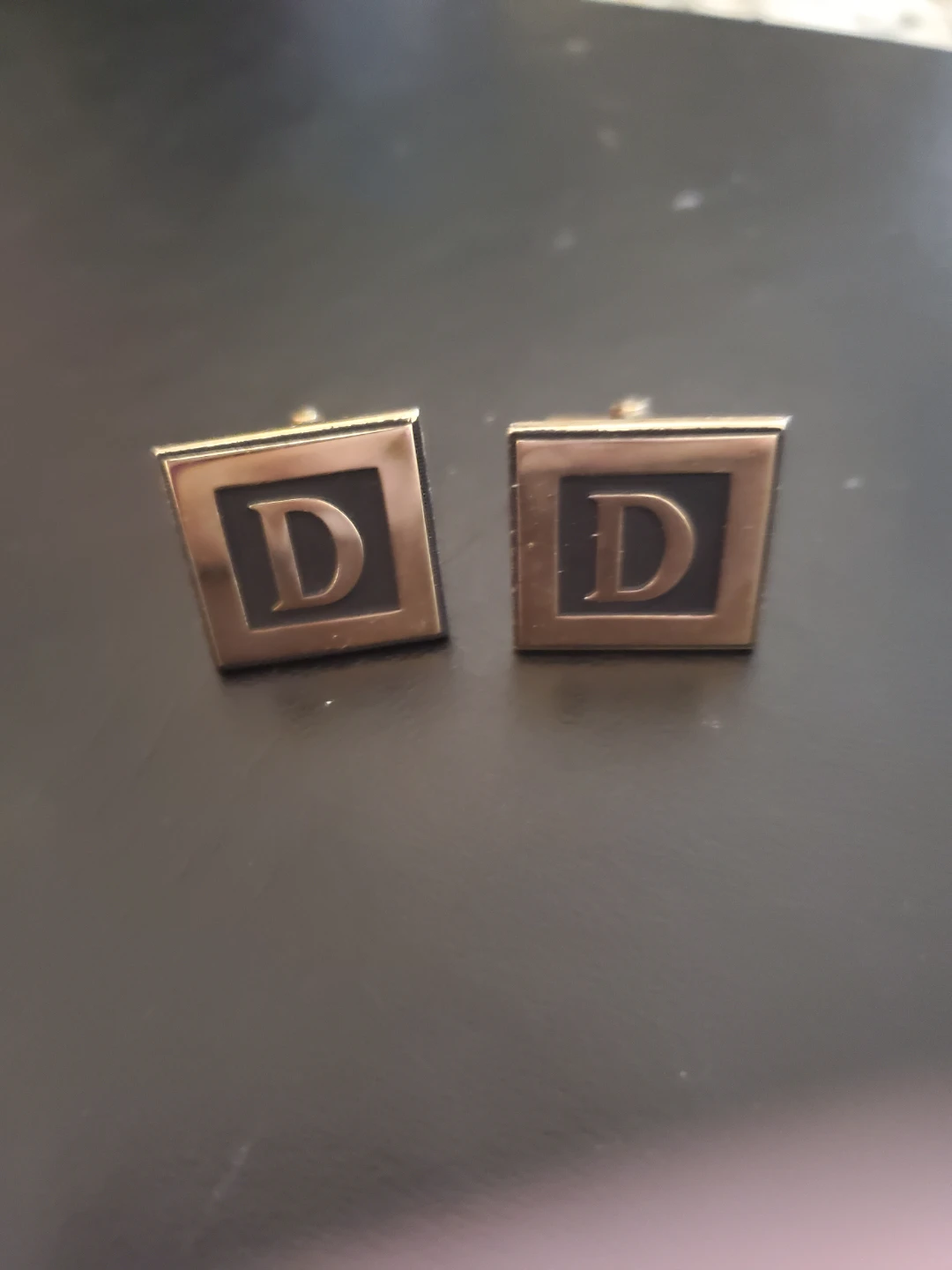 Gold-tone D Initial Cufflinks