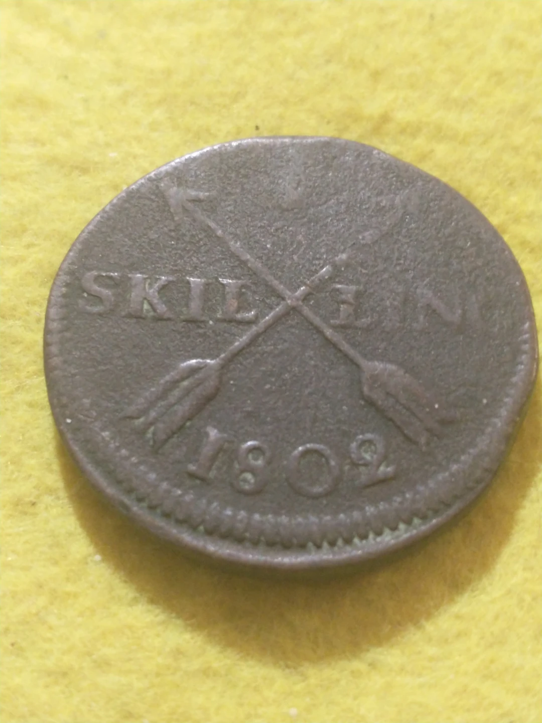HUGE 1802 Sweden Gustav V Skilling Coin KM #566