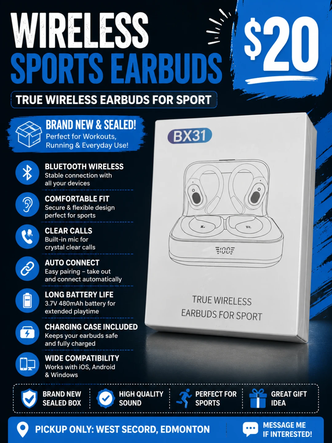 🎧 WIRELESS SPORTS EARBUDS 💲20
