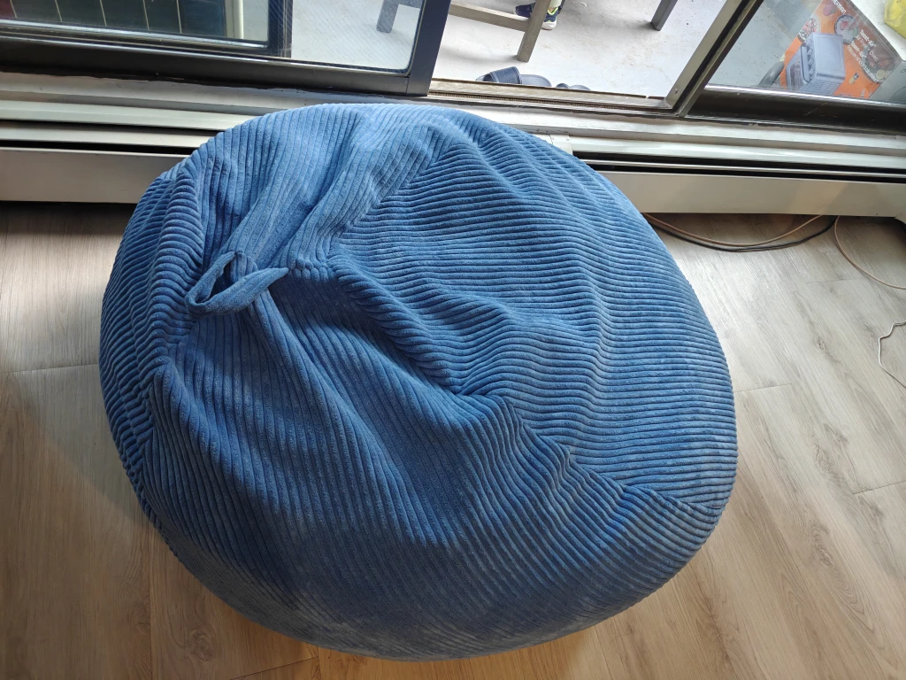 Large Blue Corduroy Bean Bag Chair – Super Comfy!