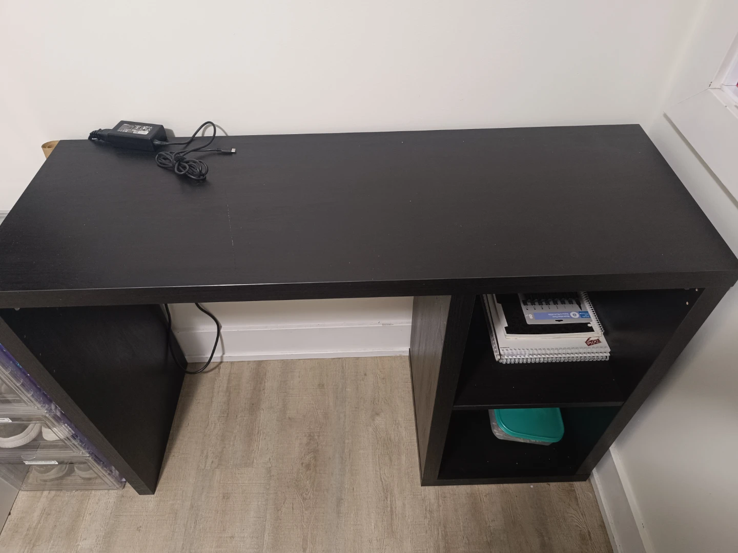 Black Ikea study desk with chair - photo 3