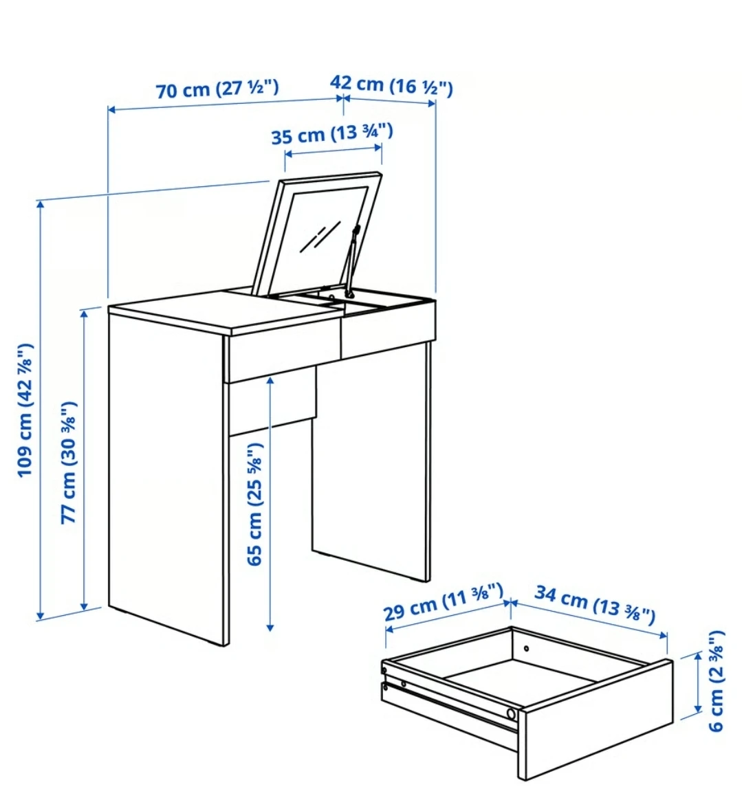 IKEA MALM Dressing Table / Desk with Mirror - photo 4