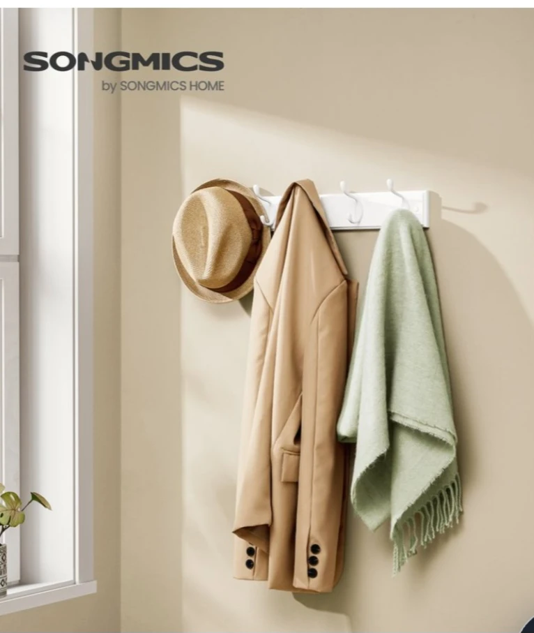 SONGMICS White Coat Rack with 10 Hooks - photo 2