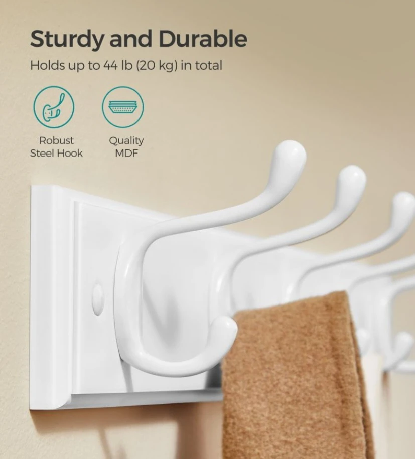 SONGMICS White Coat Rack with 10 Hooks - photo 4