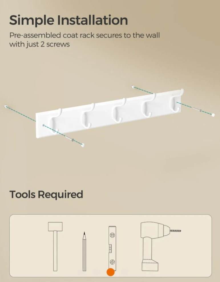 SONGMICS White Coat Rack with 10 Hooks - photo 5