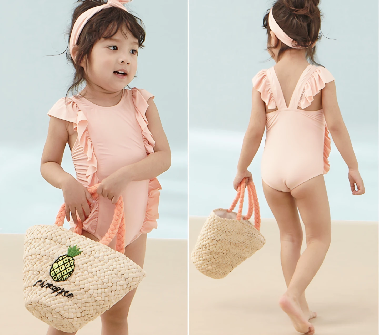 Girls Swimsuit Set with Sun Hat & Sunglasses