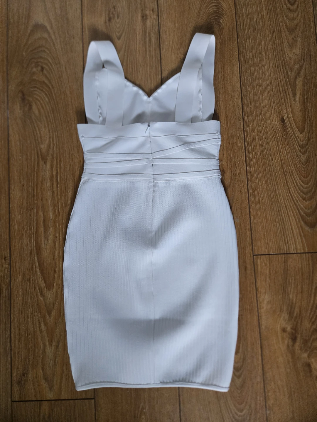 White Sleeveless Bodycon Dress with Tie Waist - photo 2