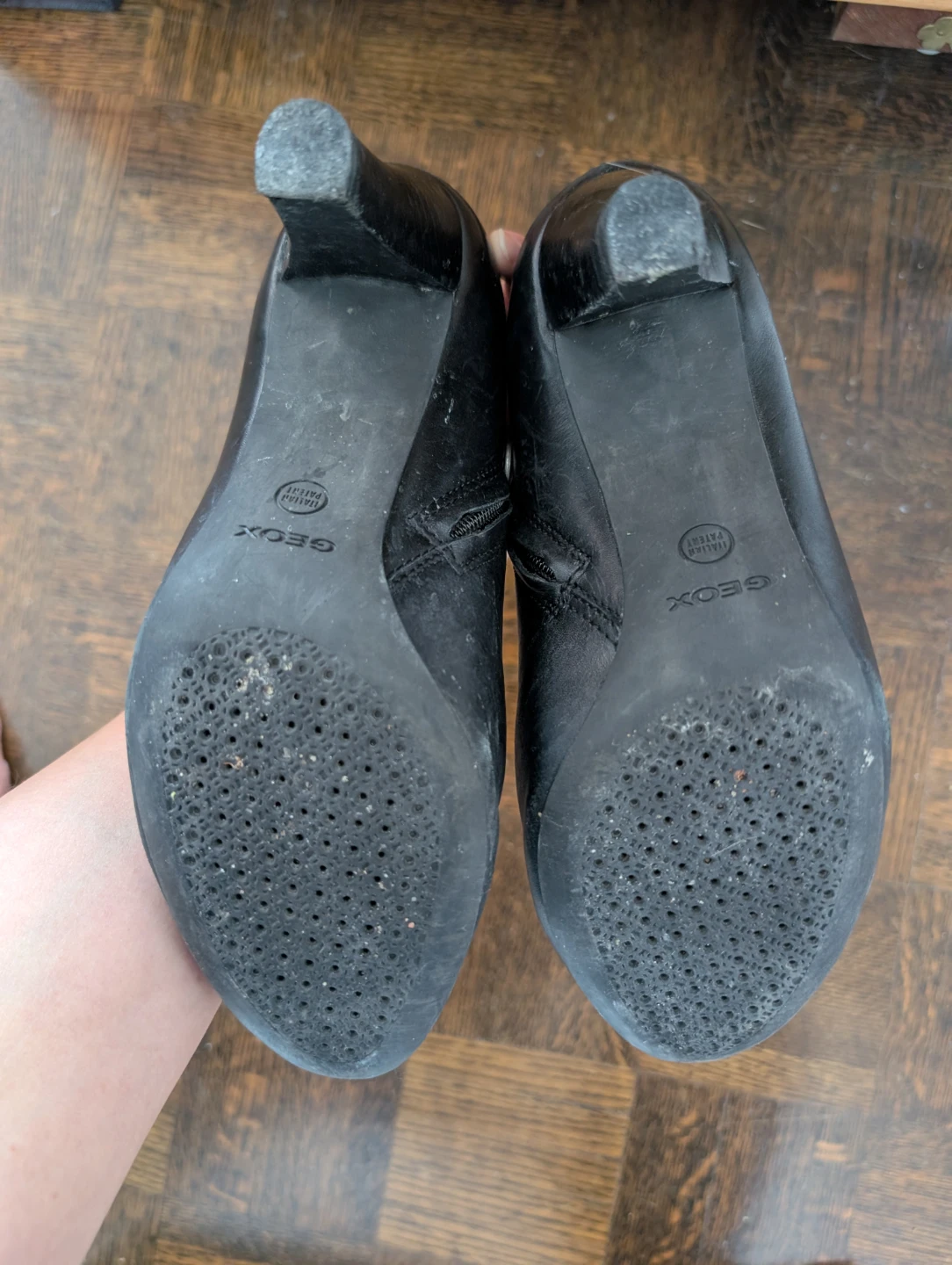 Black Leather Heel Ankle Booties - photo 4