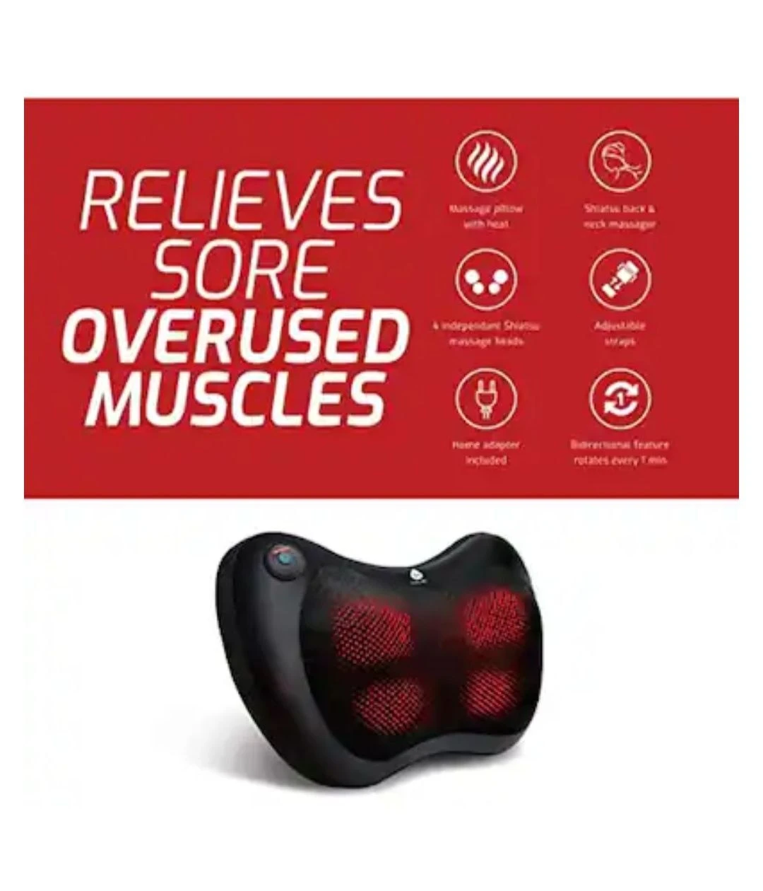 Shiatsu Neck & Back Massager Pillow with Heat - photo 4