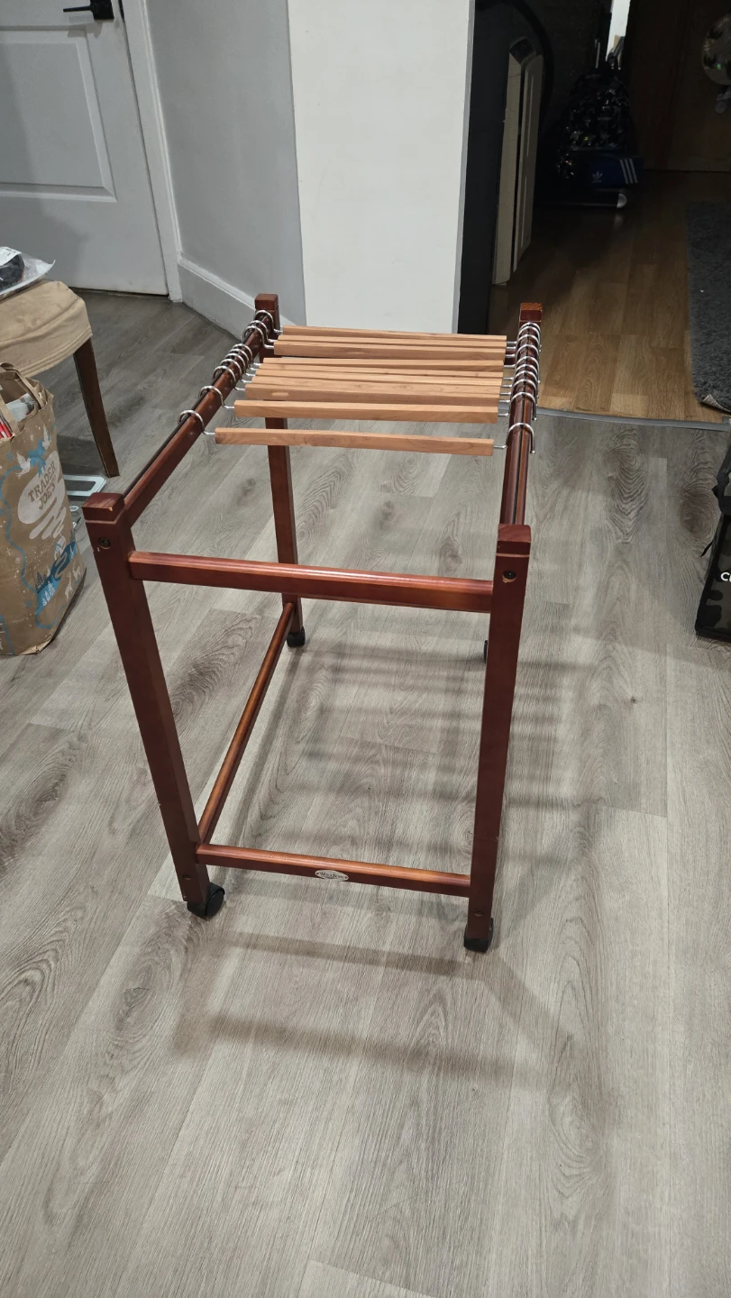 Wooden Valet Stand with Rolling Casters