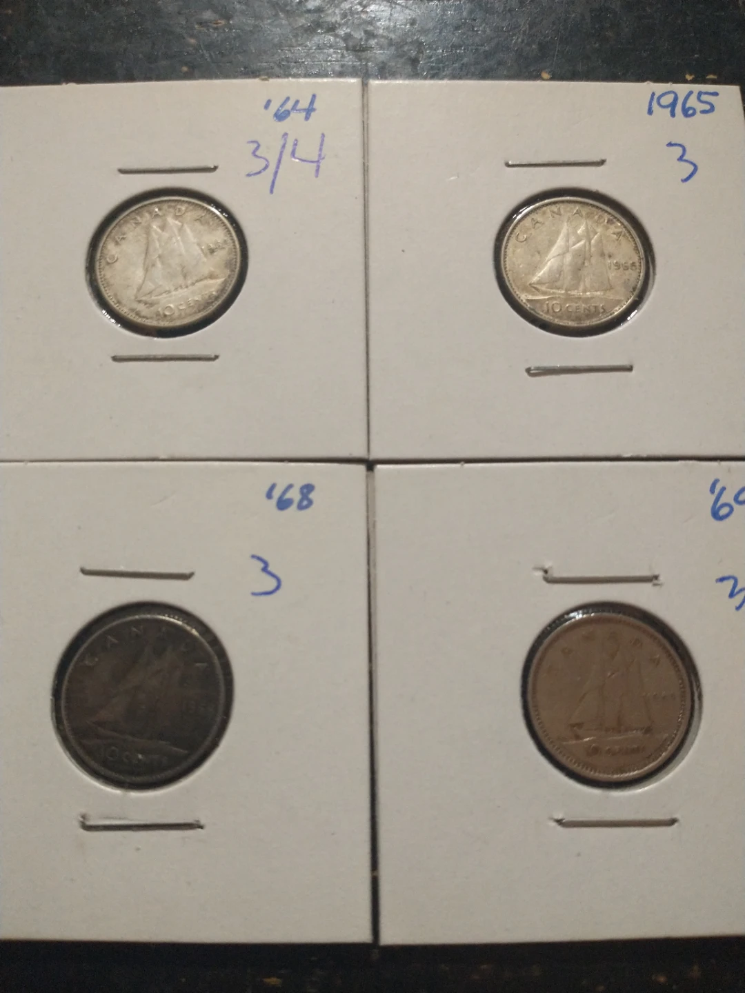 Canadian 10 Cent Coins - Various Years