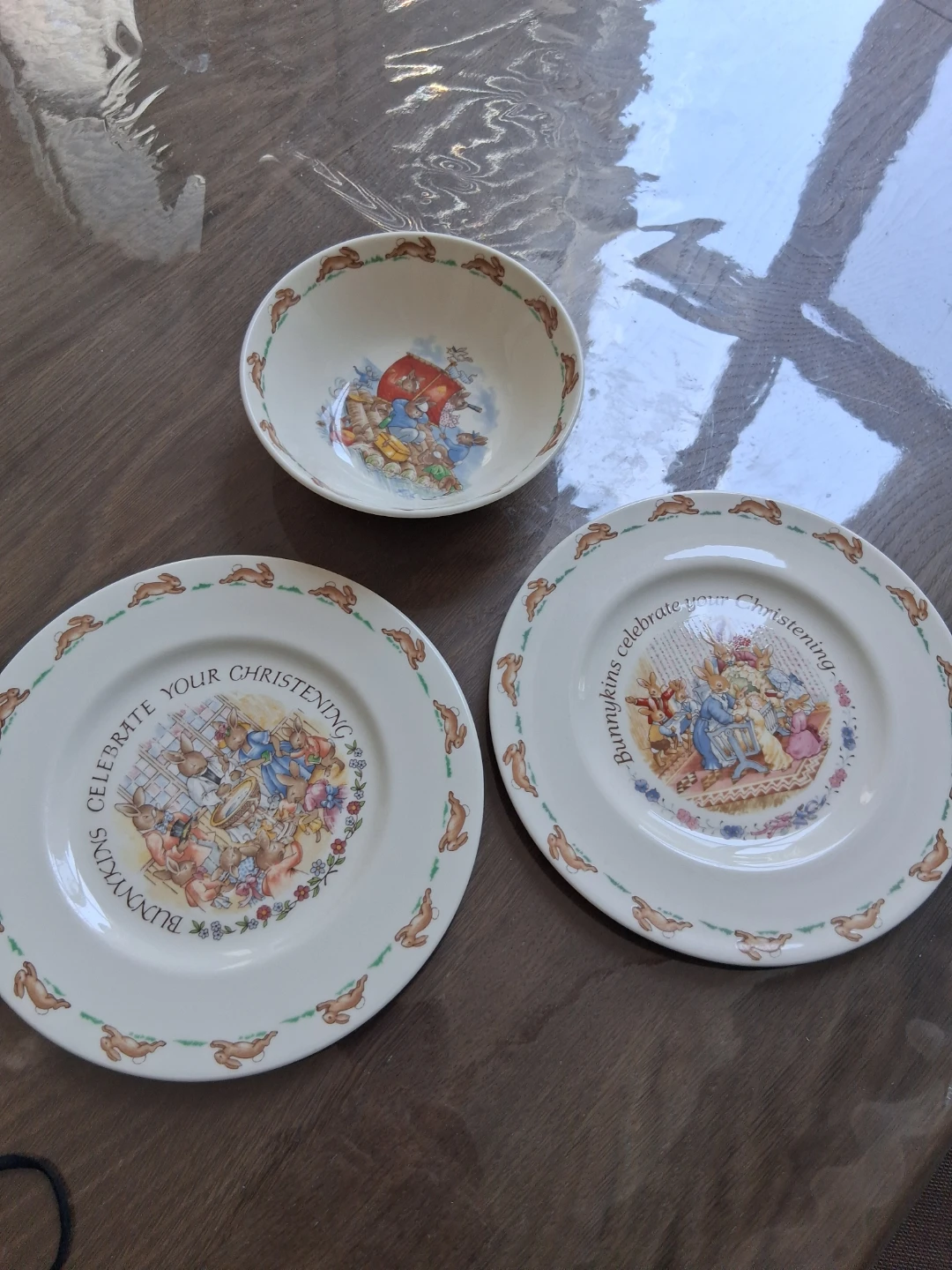 Bunnykins Celebrate Your Christening Plates and a Bowl - photo 4