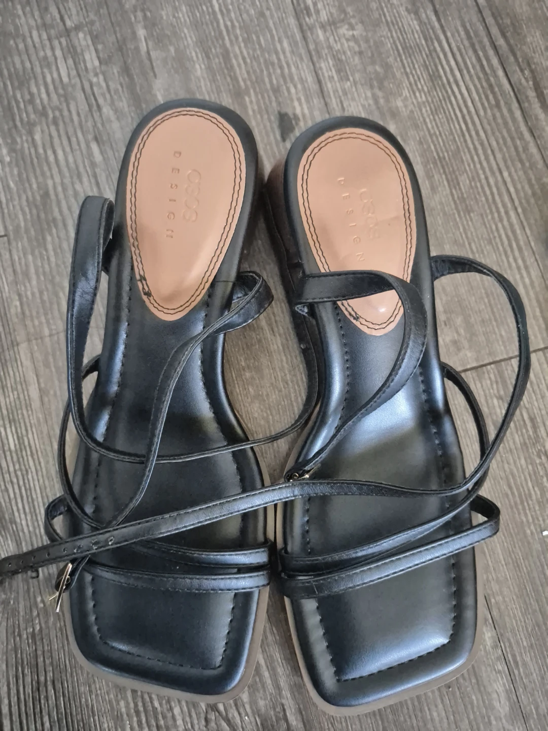 ASOS DESIGN Black Strappy Block Heel Sandals