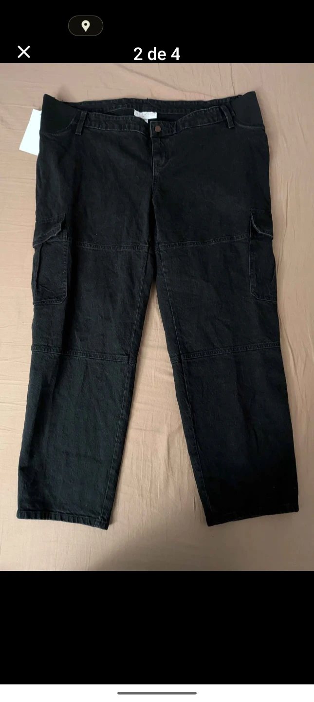 Isabel Maternity Black Cargo Pants Size 16 - photo 2