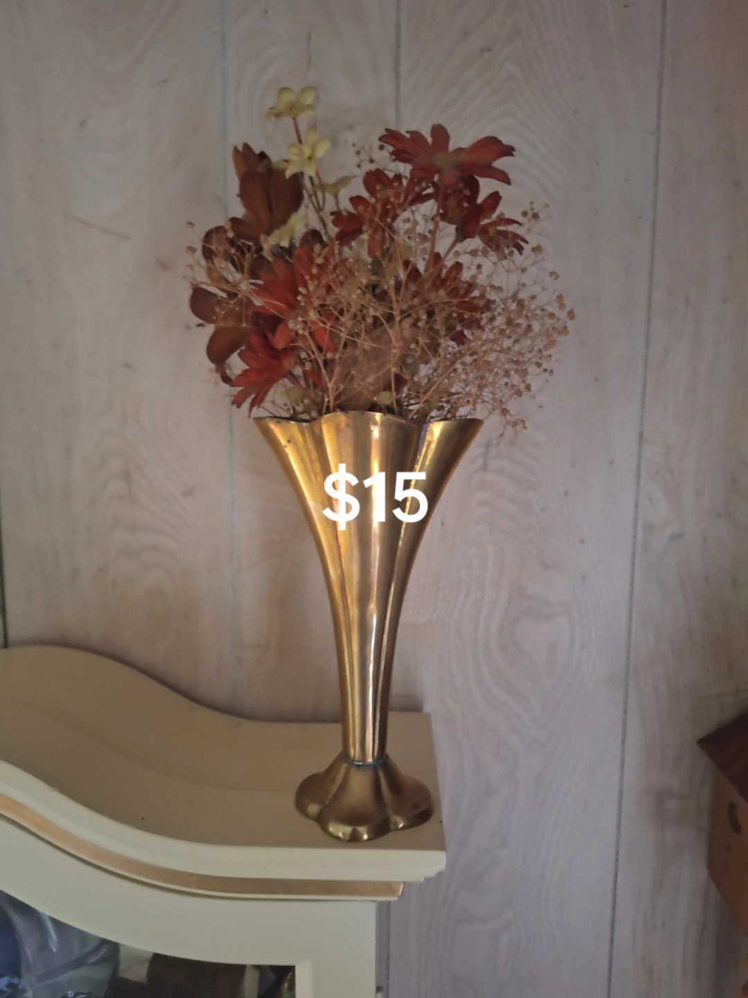 Brass Vase with Dried Flowers