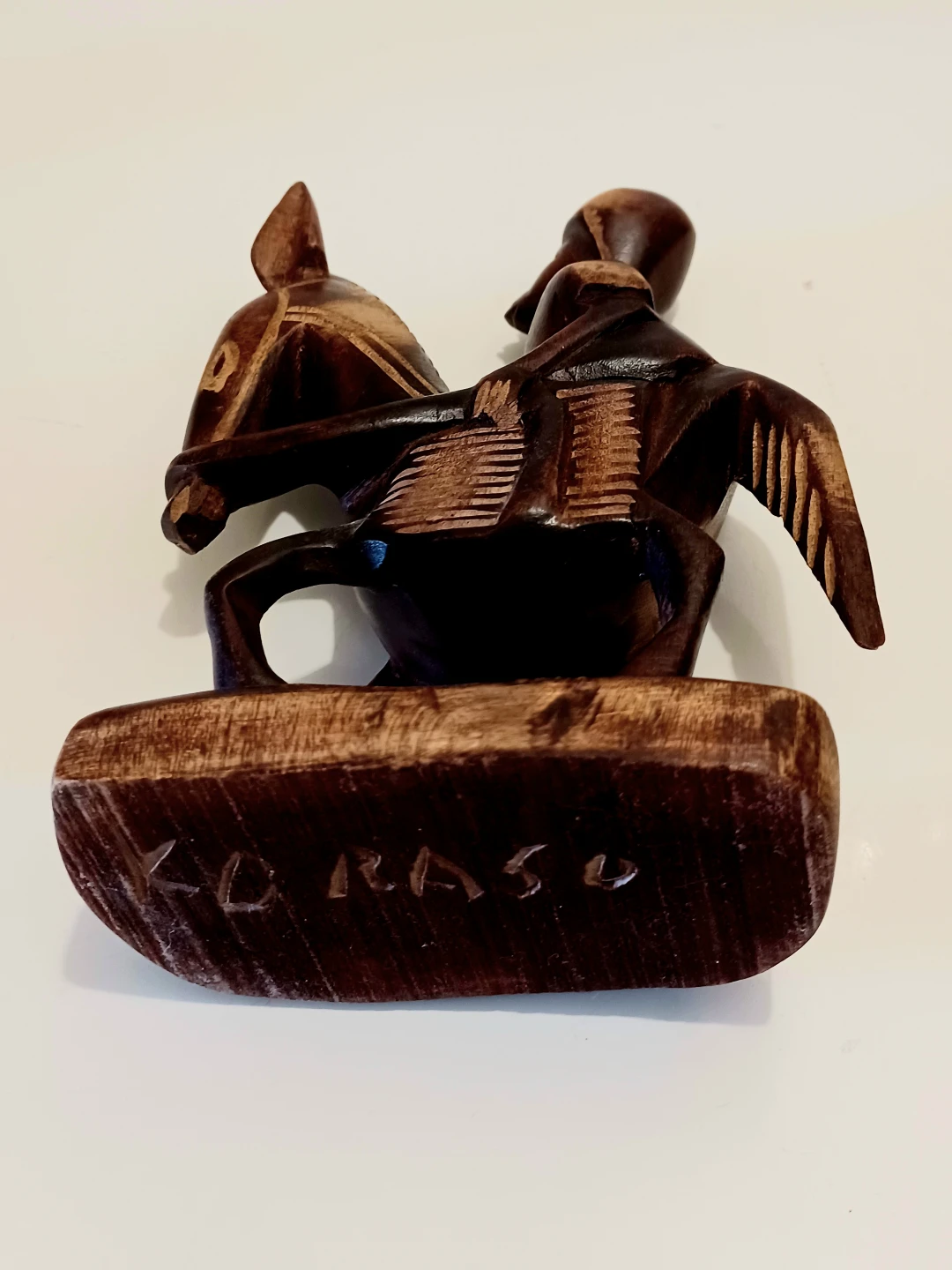 Vtg Signed Artist Hand Carved Wooden Statue - photo 3
