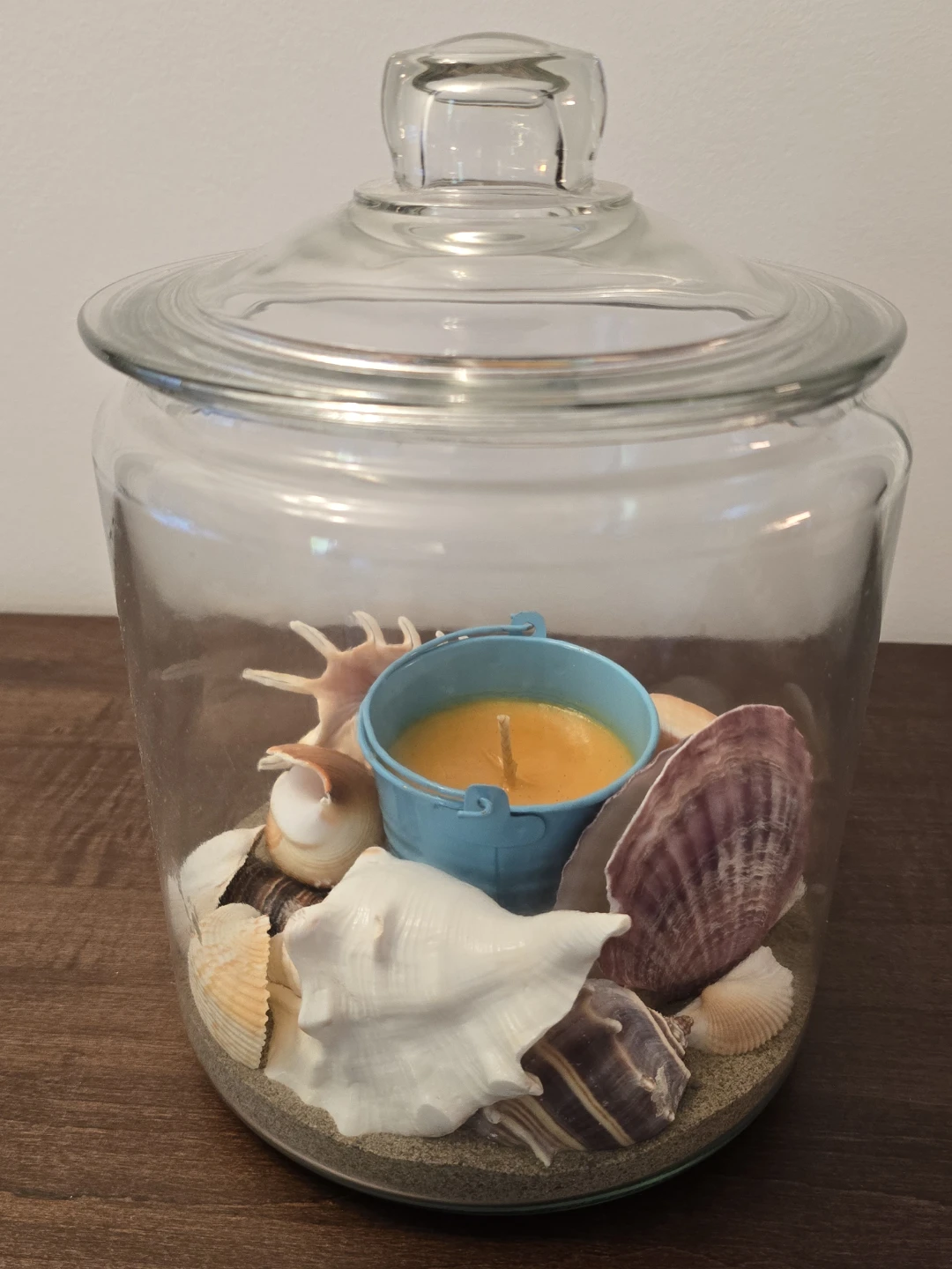 Glass Jar Candle with Seashells