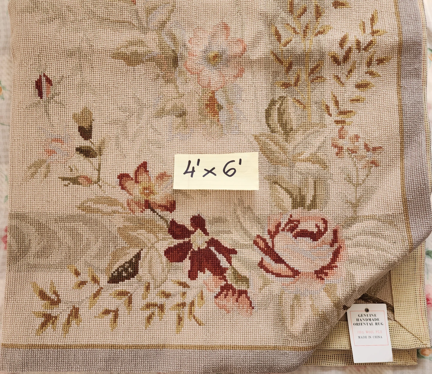 Tapestry Floral Needlepoint Rug 4'x6'