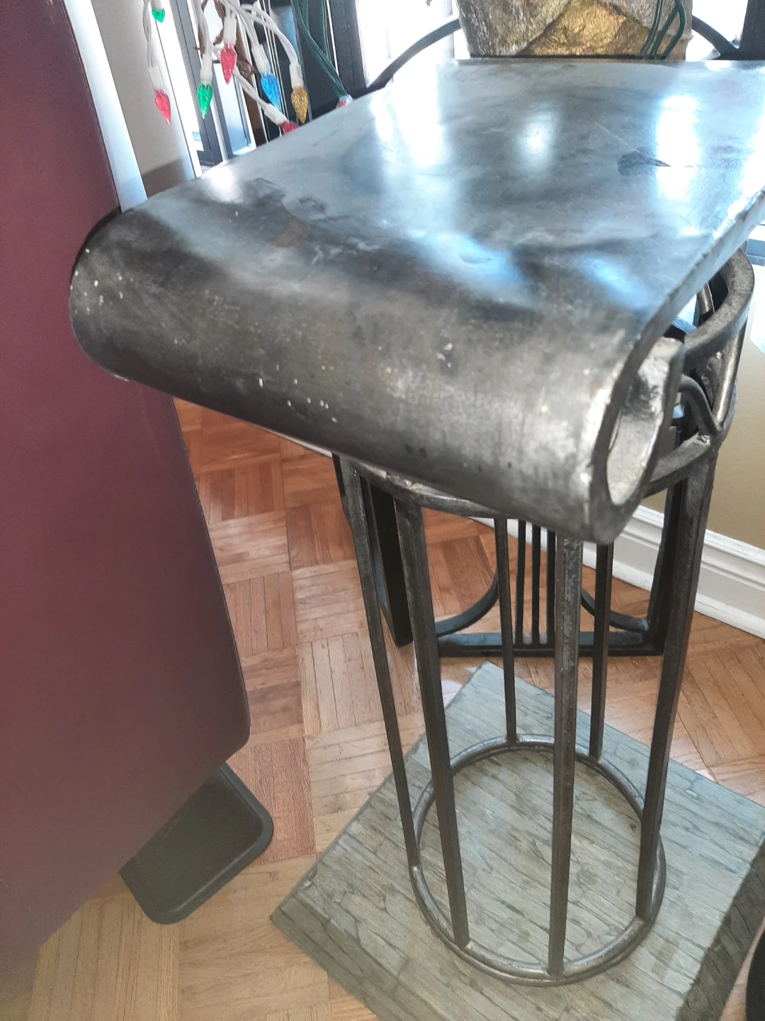 Metal Pedestal Table with Marble Top - photo 2