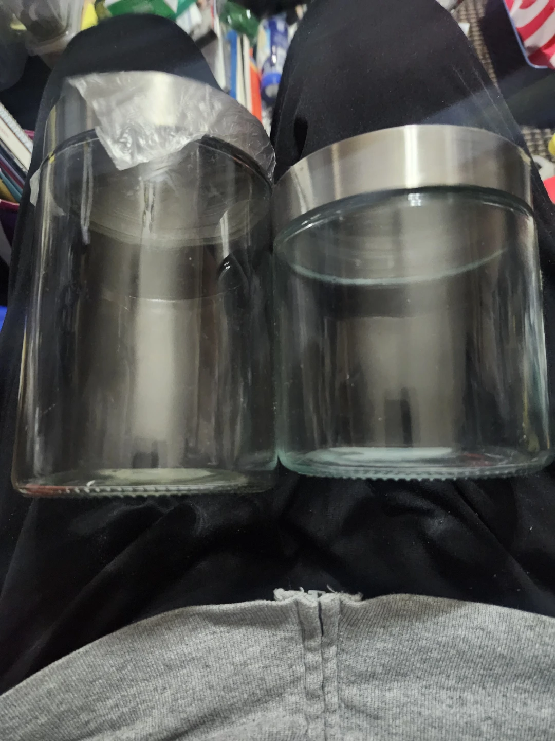 Glass Storage Jars with Stainless Steel Lids - Set of 2